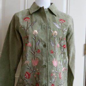 Dialogue Embroidered Leather Jacket